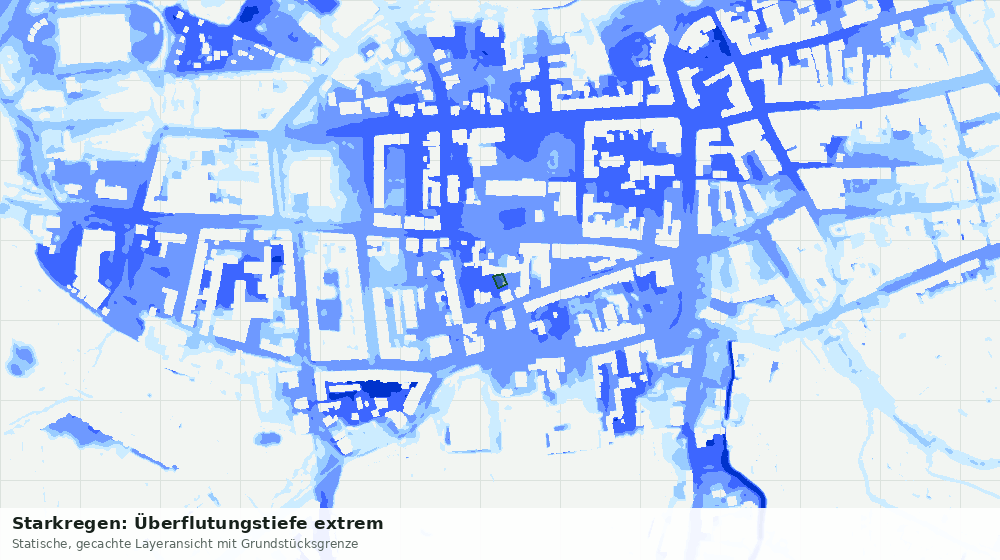 Statische Kartenansicht: Starkregen: Überflutungstiefe extrem