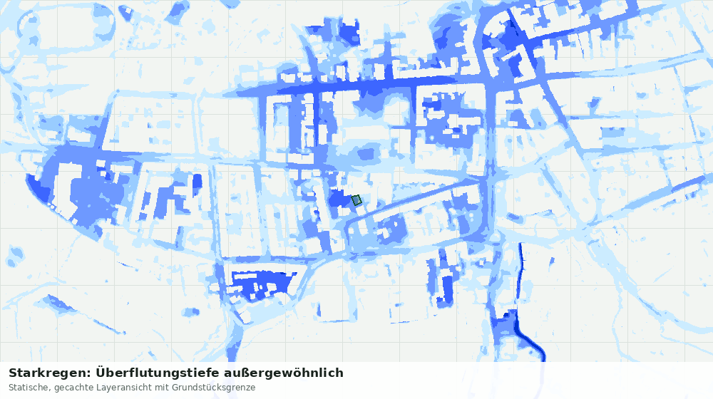 Statische Kartenansicht: Starkregen: Überflutungstiefe außergewöhnlich