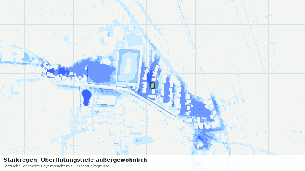 Statische Kartenansicht: Starkregen: Überflutungstiefe außergewöhnlich