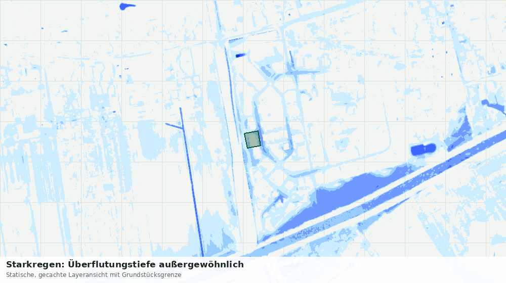 Statische Kartenansicht: Starkregen: Überflutungstiefe außergewöhnlich