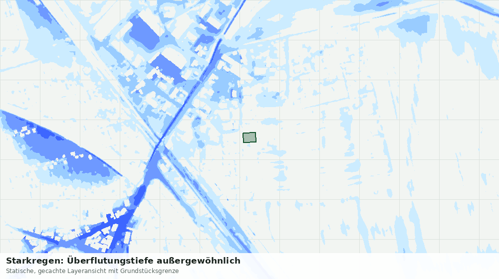 Statische Kartenansicht: Starkregen: Überflutungstiefe außergewöhnlich