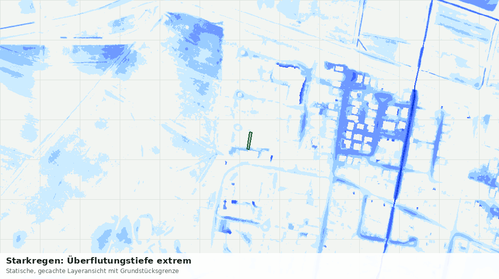 Statische Kartenansicht: Starkregen: Überflutungstiefe extrem