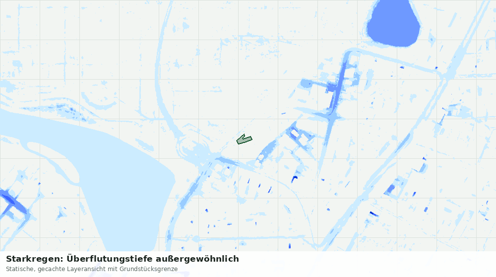 Statische Kartenansicht: Starkregen: Überflutungstiefe außergewöhnlich