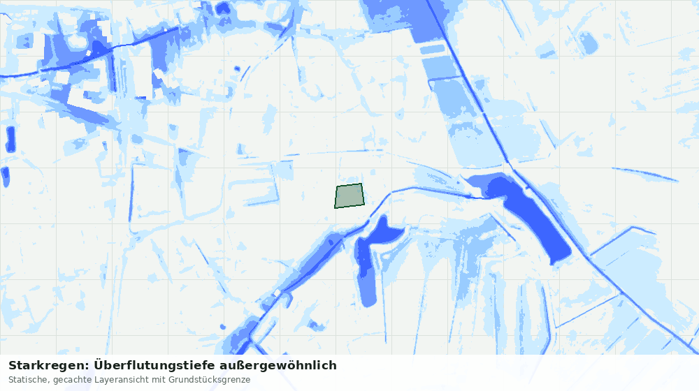 Statische Kartenansicht: Starkregen: Überflutungstiefe außergewöhnlich
