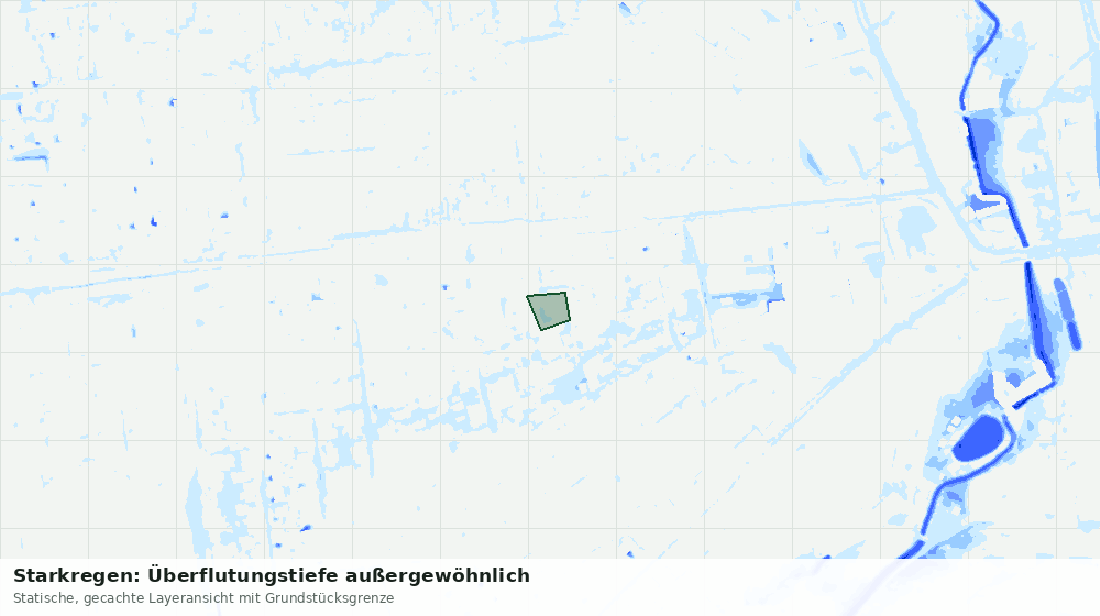 Statische Kartenansicht: Starkregen: Überflutungstiefe außergewöhnlich