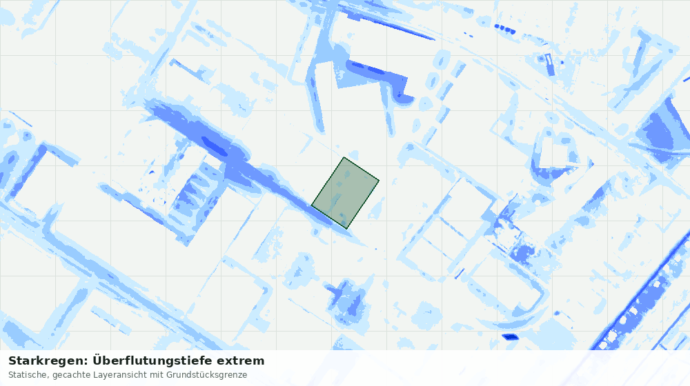 Statische Kartenansicht: Starkregen: Überflutungstiefe extrem