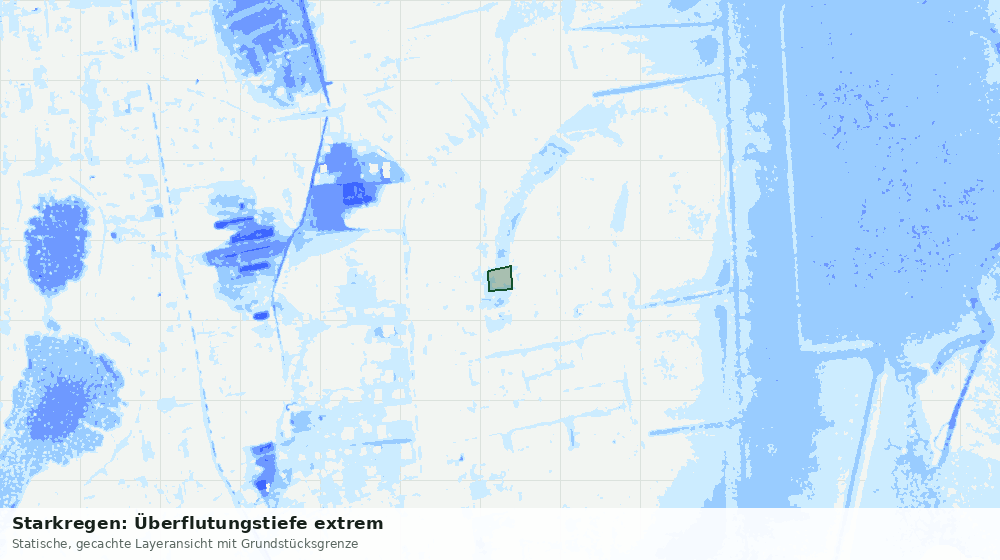 Statische Kartenansicht: Starkregen: Überflutungstiefe extrem