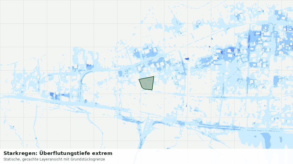 Statische Kartenansicht: Starkregen: Überflutungstiefe extrem