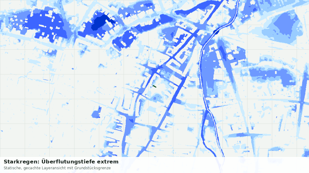 Statische Kartenansicht: Starkregen: Überflutungstiefe extrem