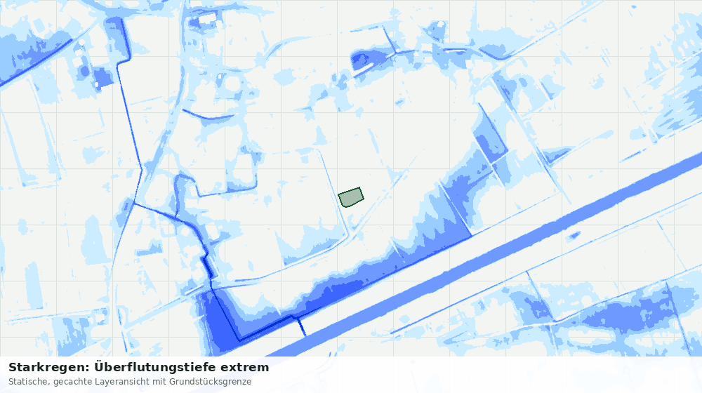 Statische Kartenansicht: Starkregen: Überflutungstiefe extrem