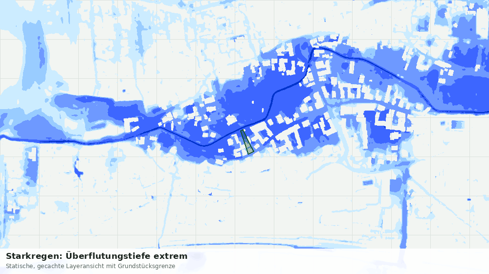 Statische Kartenansicht: Starkregen: Überflutungstiefe extrem
