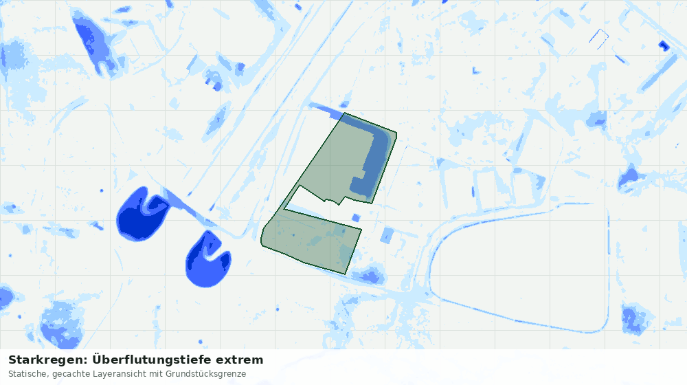 Statische Kartenansicht: Starkregen: Überflutungstiefe extrem