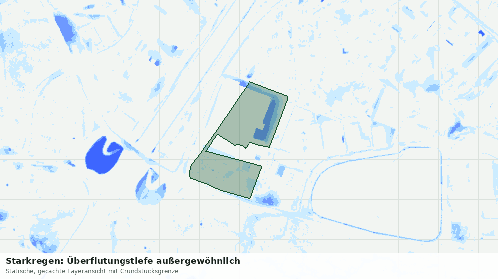 Statische Kartenansicht: Starkregen: Überflutungstiefe außergewöhnlich
