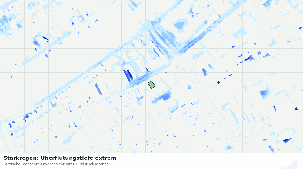 Statische Kartenansicht: Starkregen: Überflutungstiefe extrem