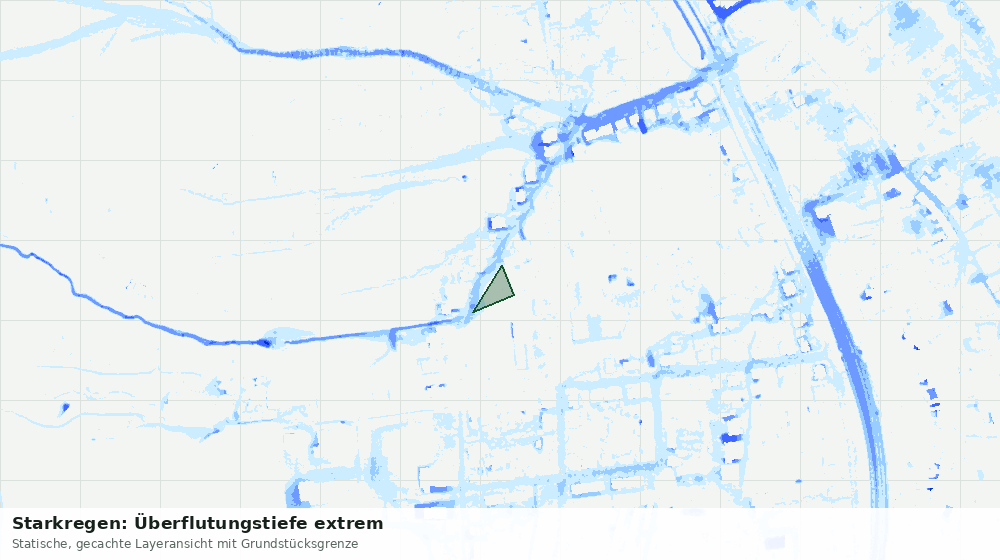 Statische Kartenansicht: Starkregen: Überflutungstiefe extrem