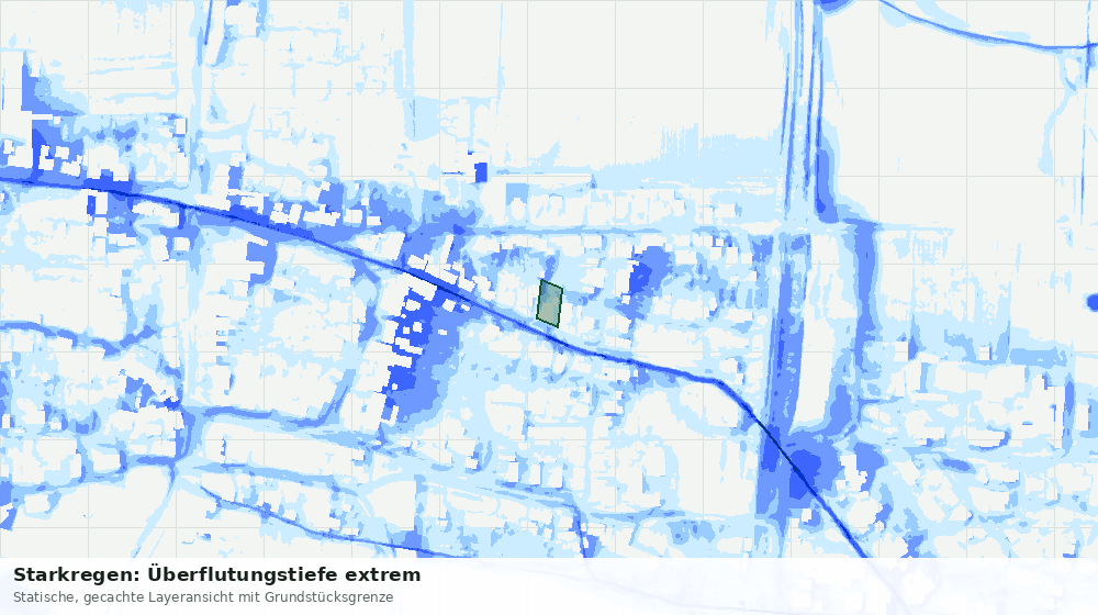Statische Kartenansicht: Starkregen: Überflutungstiefe extrem