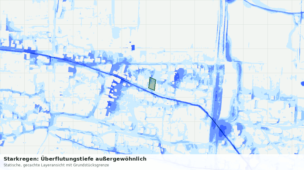 Statische Kartenansicht: Starkregen: Überflutungstiefe außergewöhnlich