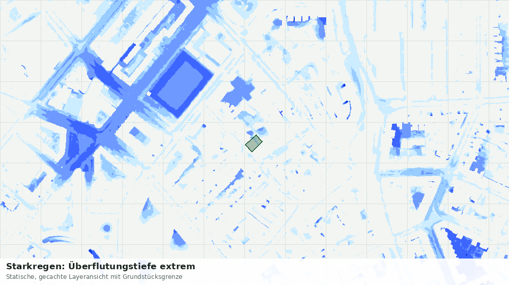 Statische Kartenansicht: Starkregen: Überflutungstiefe extrem