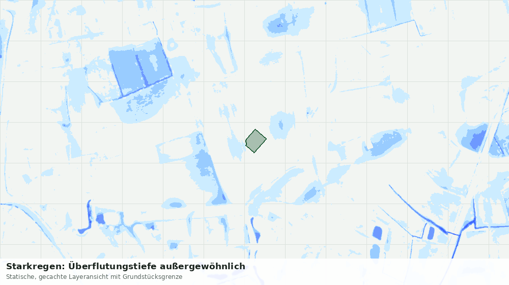 Statische Kartenansicht: Starkregen: Überflutungstiefe außergewöhnlich