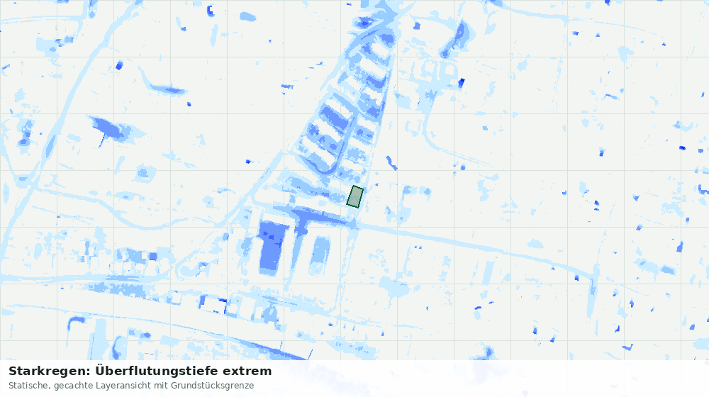 Statische Kartenansicht: Starkregen: Überflutungstiefe extrem