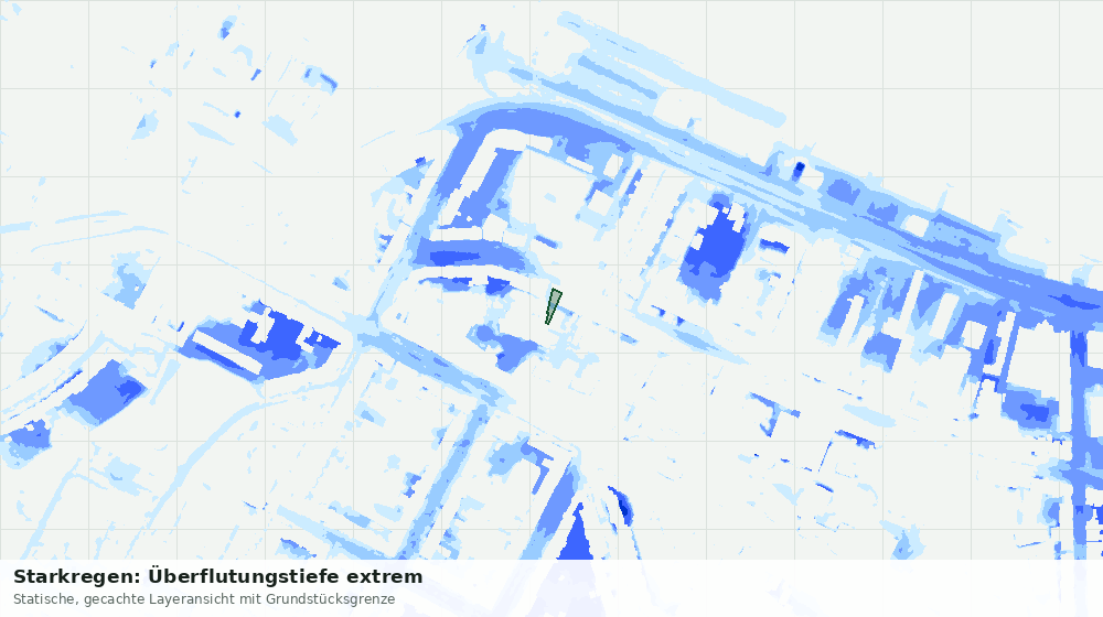 Statische Kartenansicht: Starkregen: Überflutungstiefe extrem