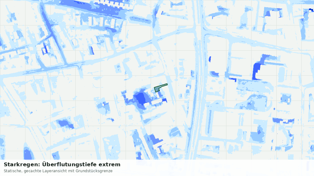 Statische Kartenansicht: Starkregen: Überflutungstiefe extrem
