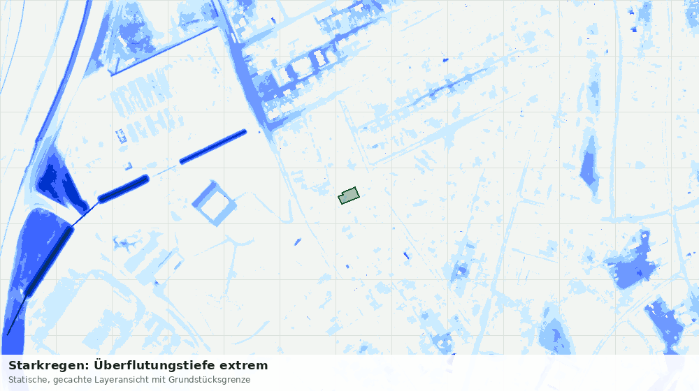 Statische Kartenansicht: Starkregen: Überflutungstiefe extrem