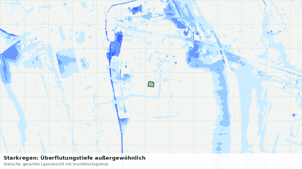 Statische Kartenansicht: Starkregen: Überflutungstiefe außergewöhnlich