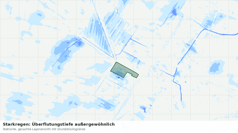 Statische Kartenansicht: Starkregen: Überflutungstiefe außergewöhnlich