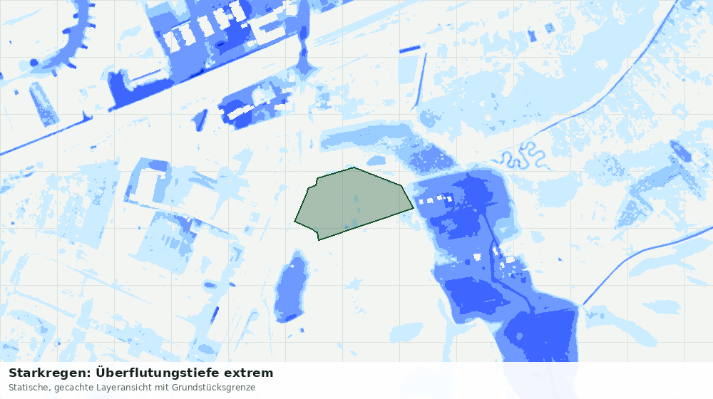 Statische Kartenansicht: Starkregen: Überflutungstiefe extrem