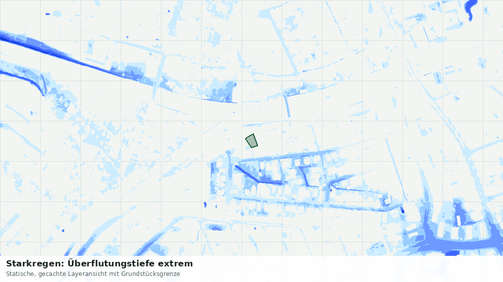 Statische Kartenansicht: Starkregen: Überflutungstiefe extrem