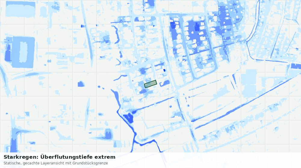 Statische Kartenansicht: Starkregen: Überflutungstiefe extrem