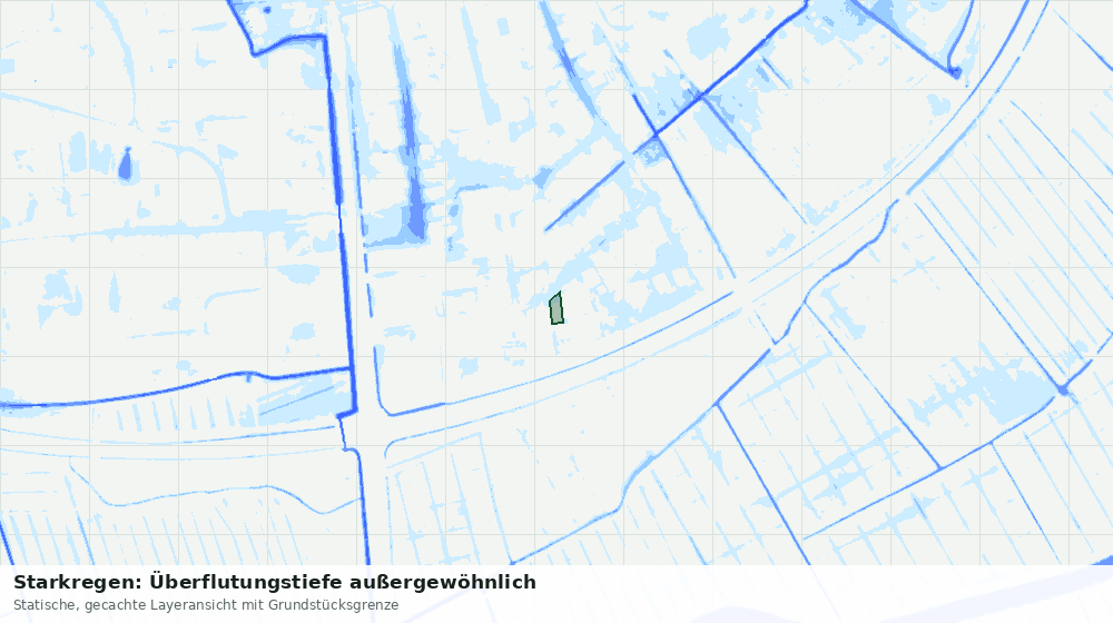 Statische Kartenansicht: Starkregen: Überflutungstiefe außergewöhnlich