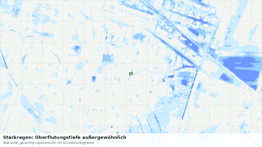 Statische Kartenansicht: Starkregen: Überflutungstiefe außergewöhnlich