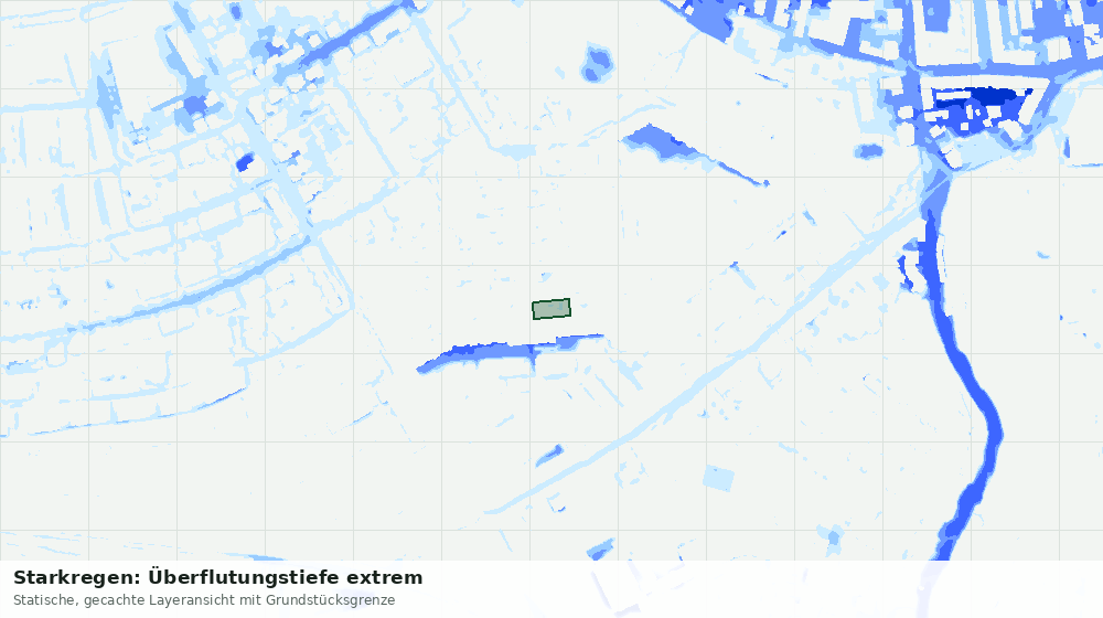 Statische Kartenansicht: Starkregen: Überflutungstiefe extrem