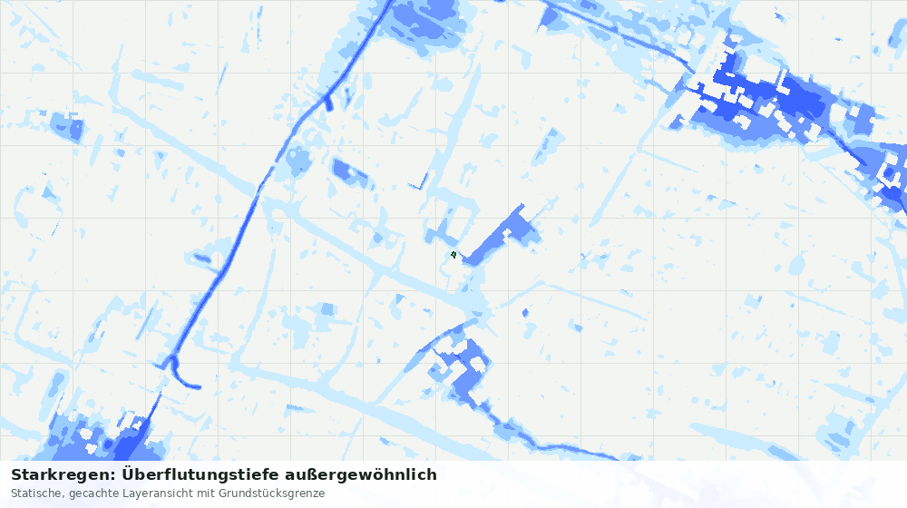 Statische Kartenansicht: Starkregen: Überflutungstiefe außergewöhnlich