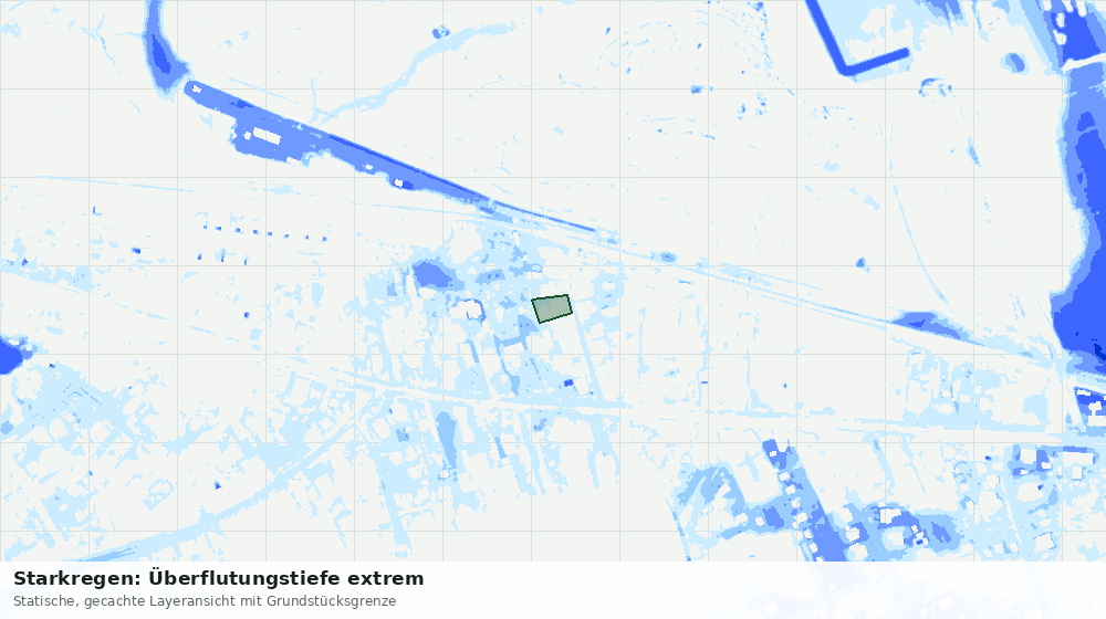 Statische Kartenansicht: Starkregen: Überflutungstiefe extrem