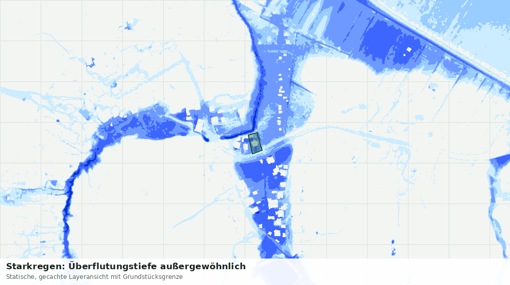 Statische Kartenansicht: Starkregen: Überflutungstiefe außergewöhnlich