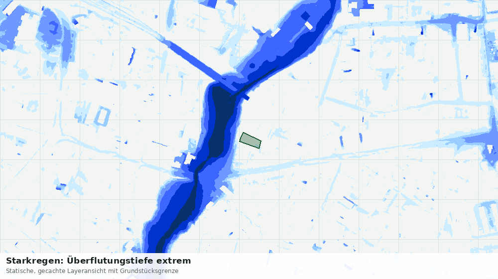 Statische Kartenansicht: Starkregen: Überflutungstiefe extrem