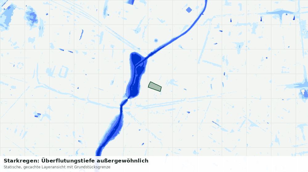 Statische Kartenansicht: Starkregen: Überflutungstiefe außergewöhnlich