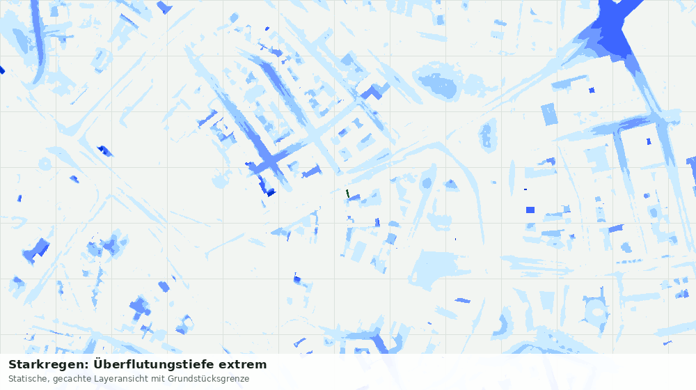 Statische Kartenansicht: Starkregen: Überflutungstiefe extrem