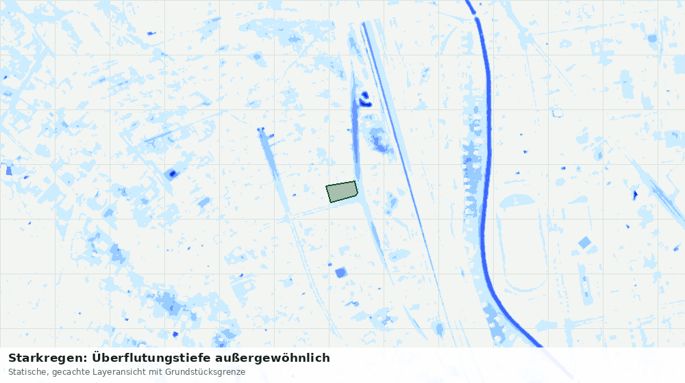 Statische Kartenansicht: Starkregen: Überflutungstiefe außergewöhnlich