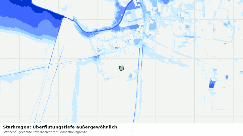 Statische Kartenansicht: Starkregen: Überflutungstiefe außergewöhnlich
