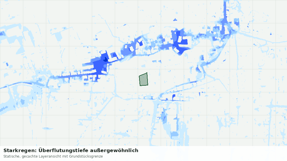 Statische Kartenansicht: Starkregen: Überflutungstiefe außergewöhnlich
