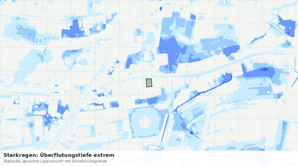 Statische Kartenansicht: Starkregen: Überflutungstiefe extrem