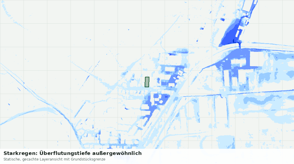 Statische Kartenansicht: Starkregen: Überflutungstiefe außergewöhnlich