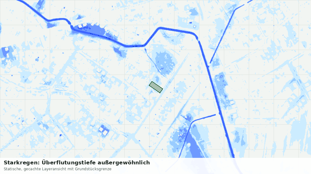 Statische Kartenansicht: Starkregen: Überflutungstiefe außergewöhnlich