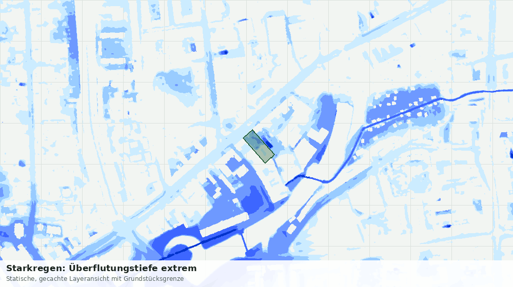 Statische Kartenansicht: Starkregen: Überflutungstiefe extrem