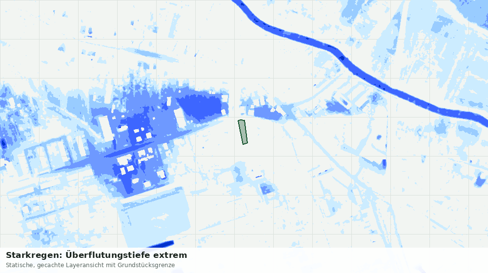 Statische Kartenansicht: Starkregen: Überflutungstiefe extrem