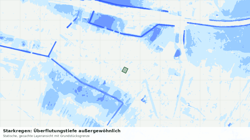 Statische Kartenansicht: Starkregen: Überflutungstiefe außergewöhnlich